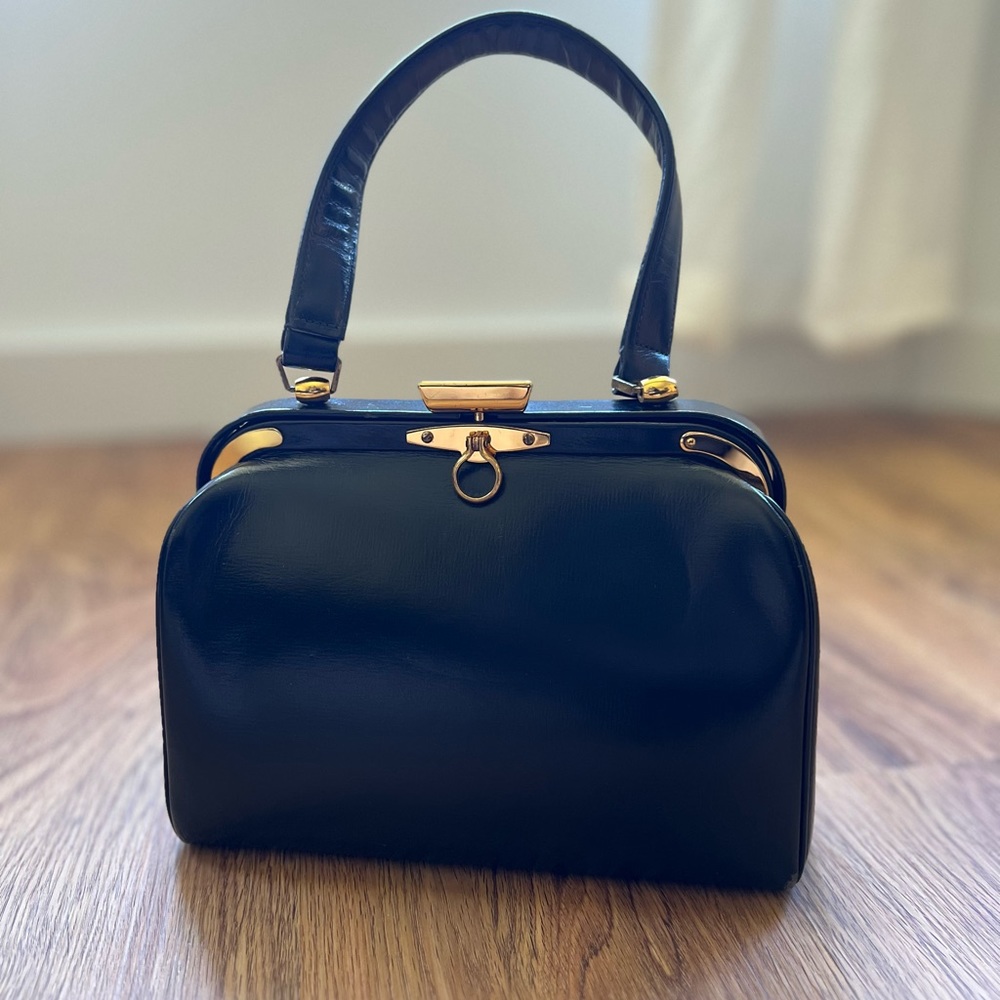 Black top handle bag